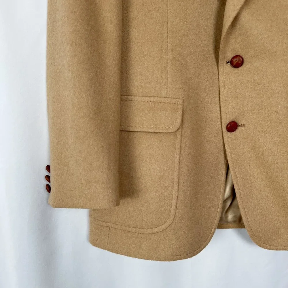 Vintage 100% Camel Hair Union Made Oversized Long Blazer Jacket Coat Preppy USA - Picture 10 of 11